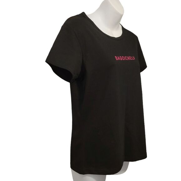 3/$20 Y2K Plain Funny Graphic Black With Pink Tee T-shirt Top Size: M - Picture 2 of 4